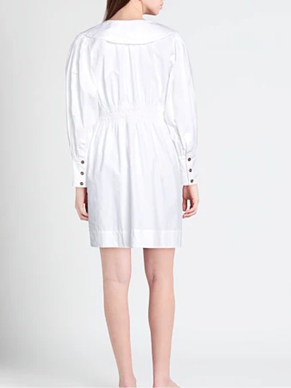 GANNI Organic Cotton Poplin Oversized Collar White Mini Dress XS 36 - Picture 3 of 11